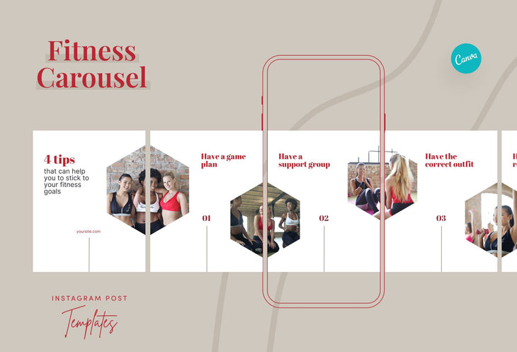 Ladystrategist Zoe Fitness 6-Page Carousel Canva Template instagram canva templates social media templates etsy free canva templates